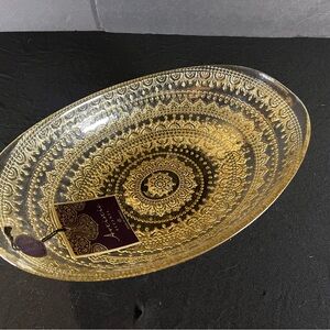 Artistic Glass Bowl with Intricate Gold Design